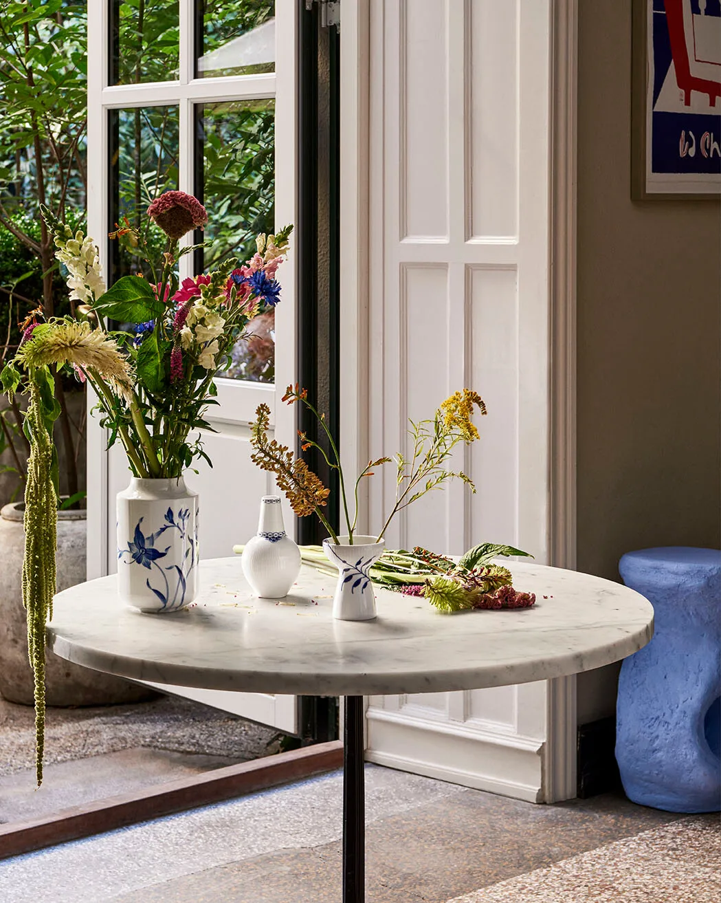 Blå Mega Riflet åben vase, 11 cm Royal Copenhagen