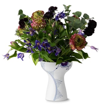 Blå Mega Riflet åben vase - 19 cm - Royal Copenhagen