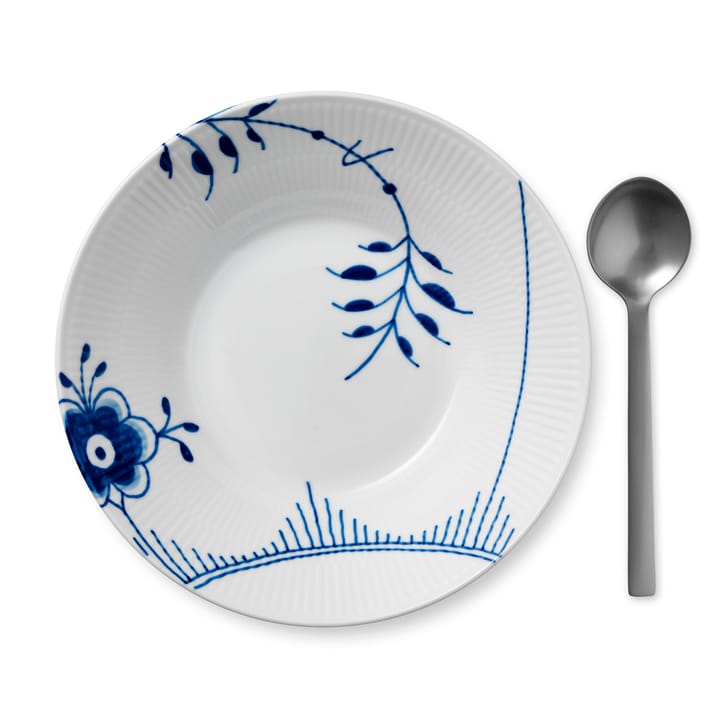 Blå Mega Riflet dyb tallerken 2, 24 cm Royal Copenhagen