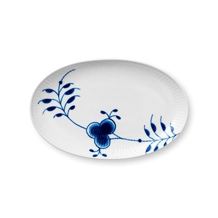 Blå Mega Riflet fad, ovalt, Ø 23 cm Royal Copenhagen