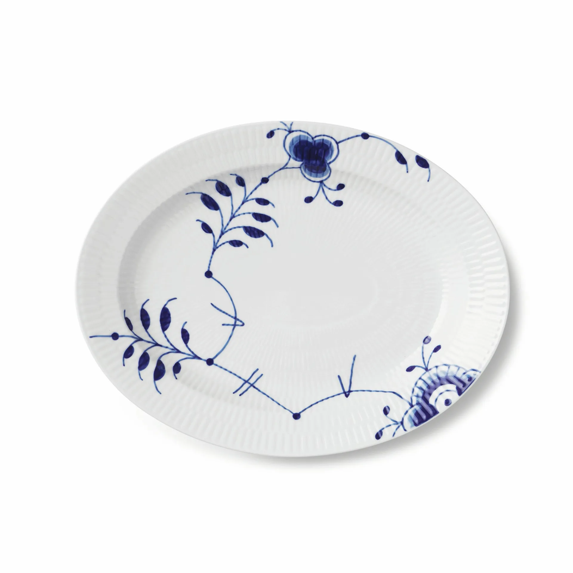 Blå Mega Riflet fad, ovalt, Ø 30,5 cm Royal Copenhagen