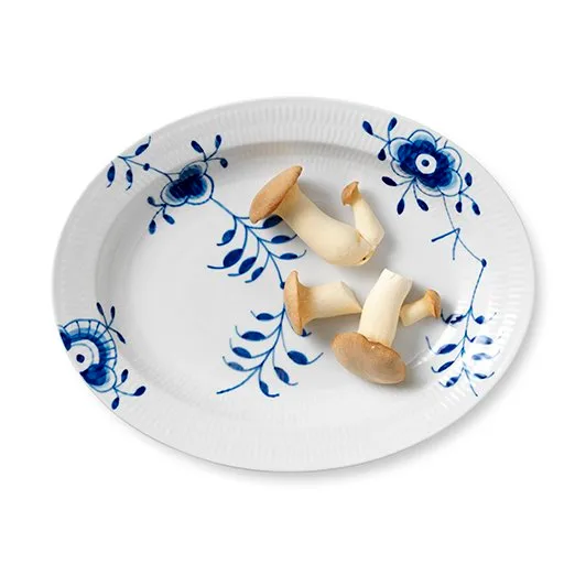 Blå Mega Riflet fad, ovalt, Ø 36,5 cm Royal Copenhagen