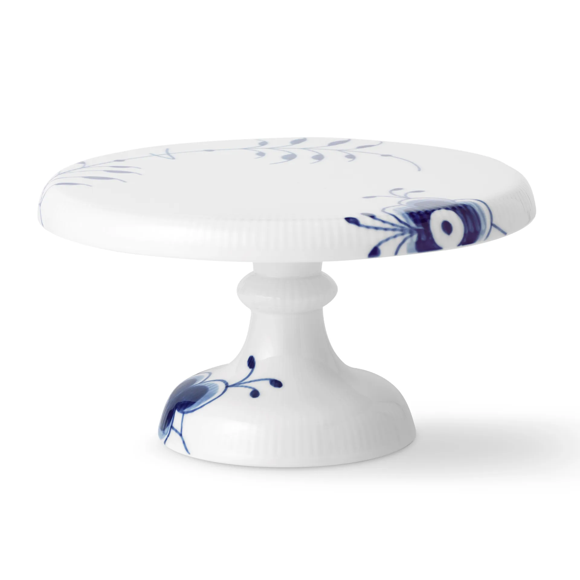 Blå Mega Riflet fad på fod, 23 cm Royal Copenhagen