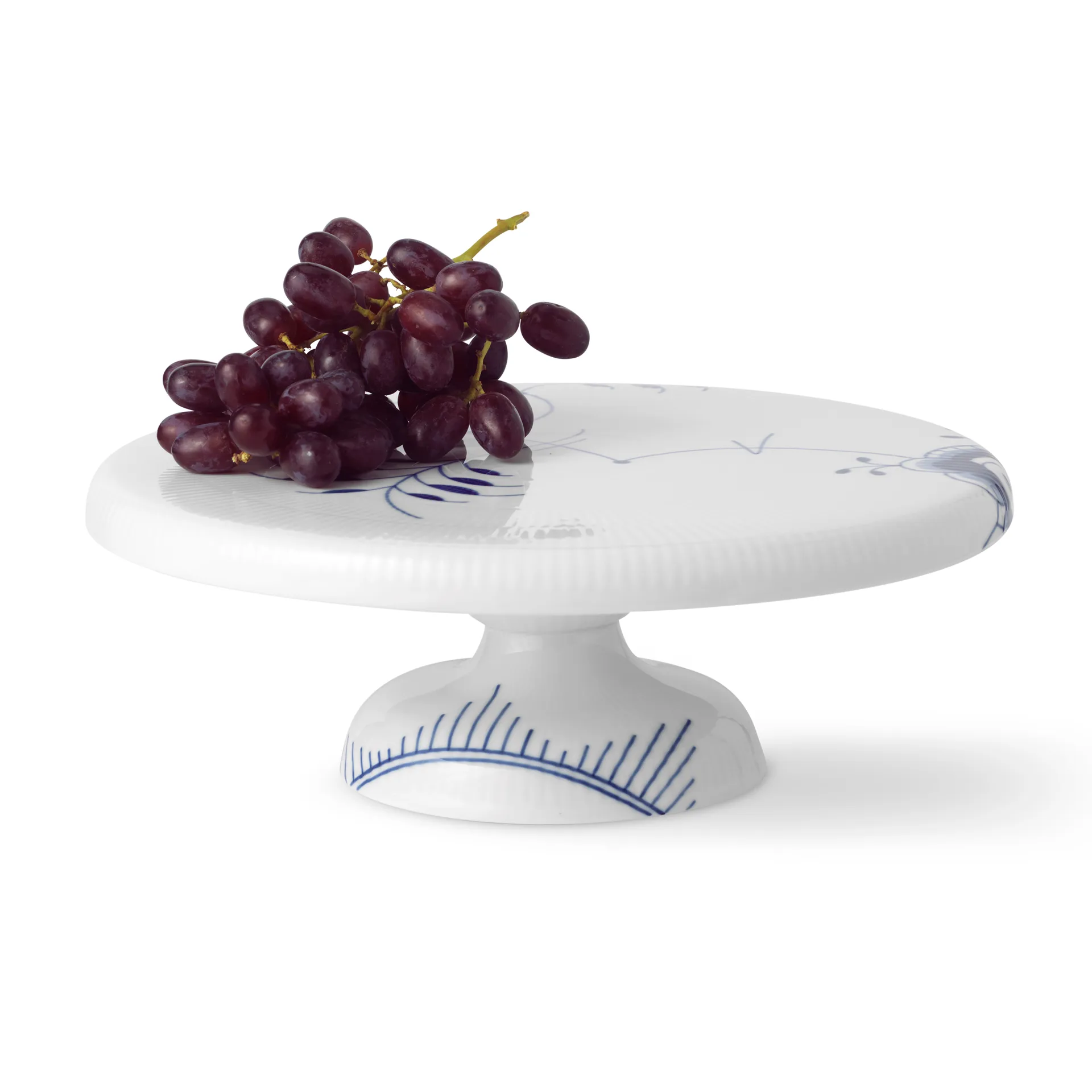 Blå Mega Riflet fad på fod, 29,5 cm Royal Copenhagen