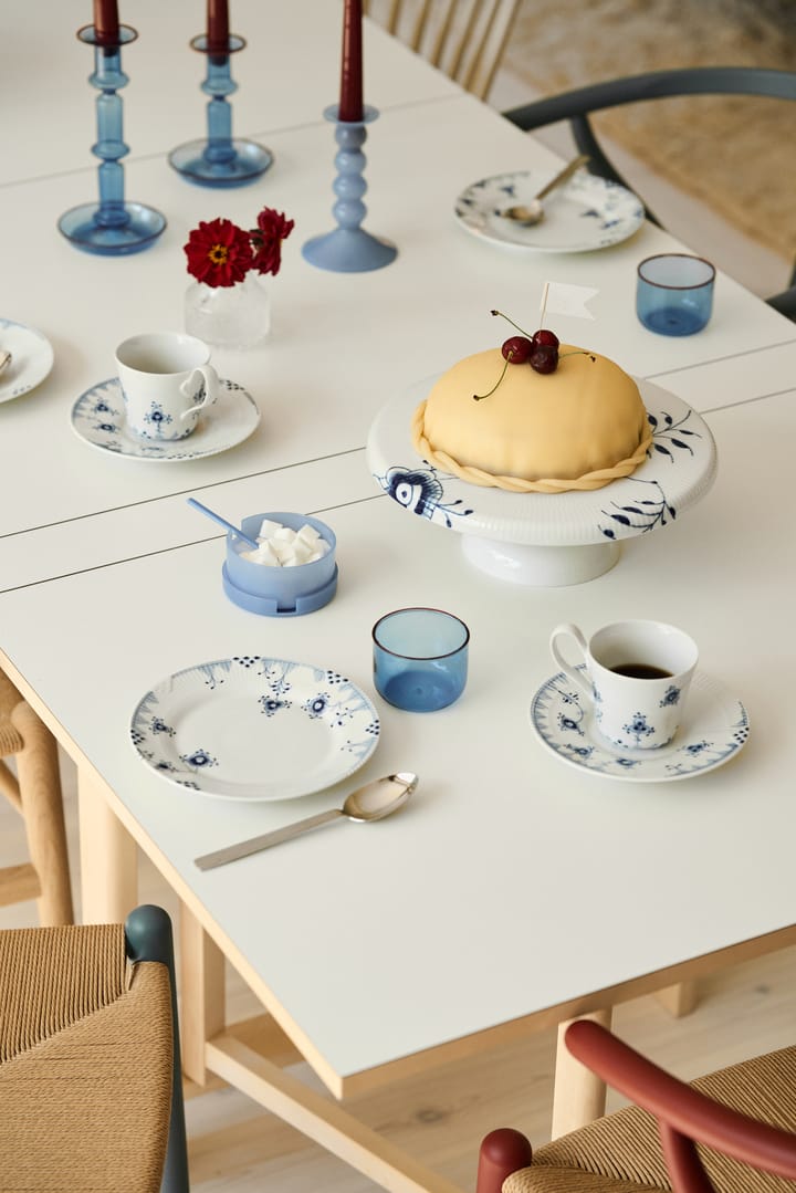 Blå Mega Riflet fad på fod, 29,5 cm Royal Copenhagen