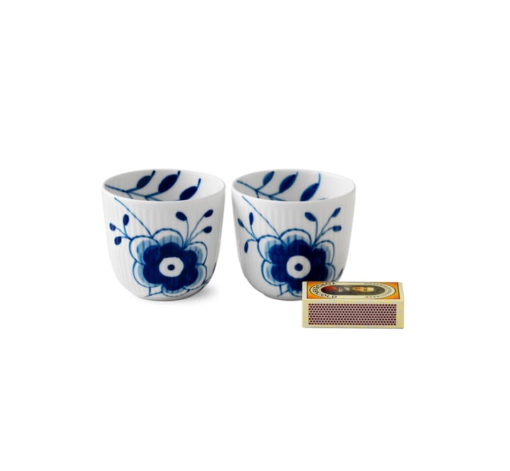 Blå Mega Riflet fyrfadsstage, 2 stk, 6 cm Royal Copenhagen