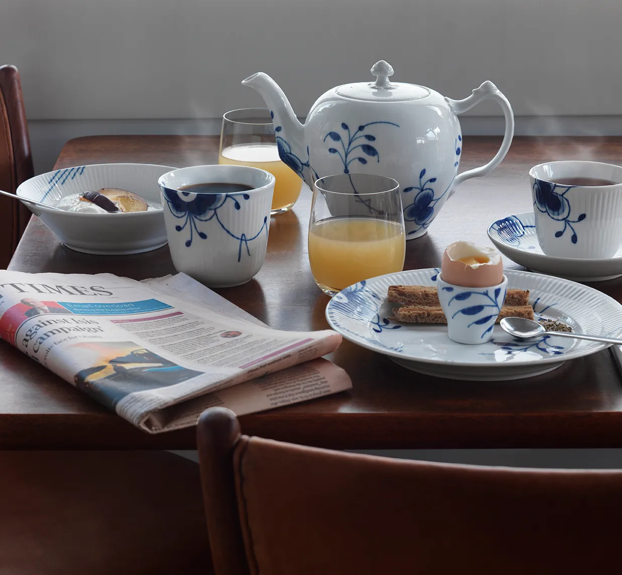 Blå Mega Riflet æggebæger, 2 stk, 4,8 cm Royal Copenhagen