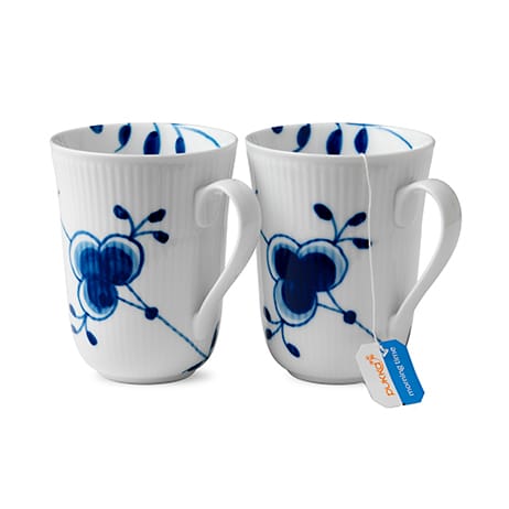 Blå Mega Riflet krus, 2 stk, 33 cl Royal Copenhagen