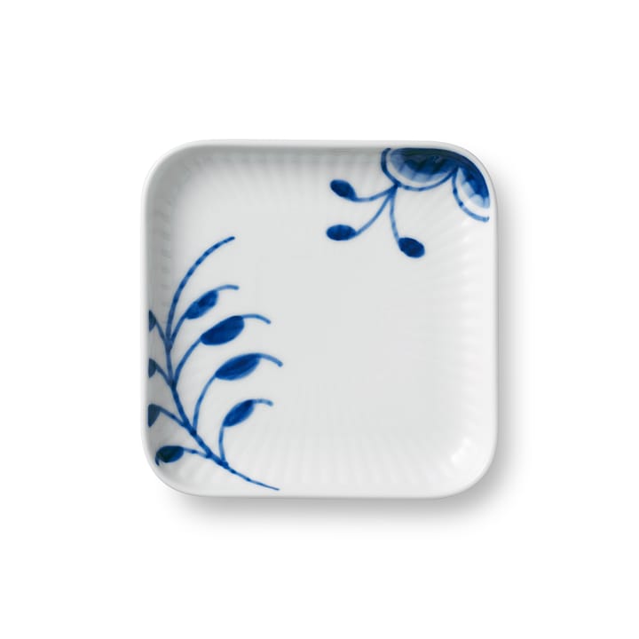 Blå Mega Riflet kvadratisk tallerken, 9x9 cm Royal Copenhagen