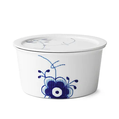 Blå Mega Riflet skål med låg, 100 cl Royal Copenhagen