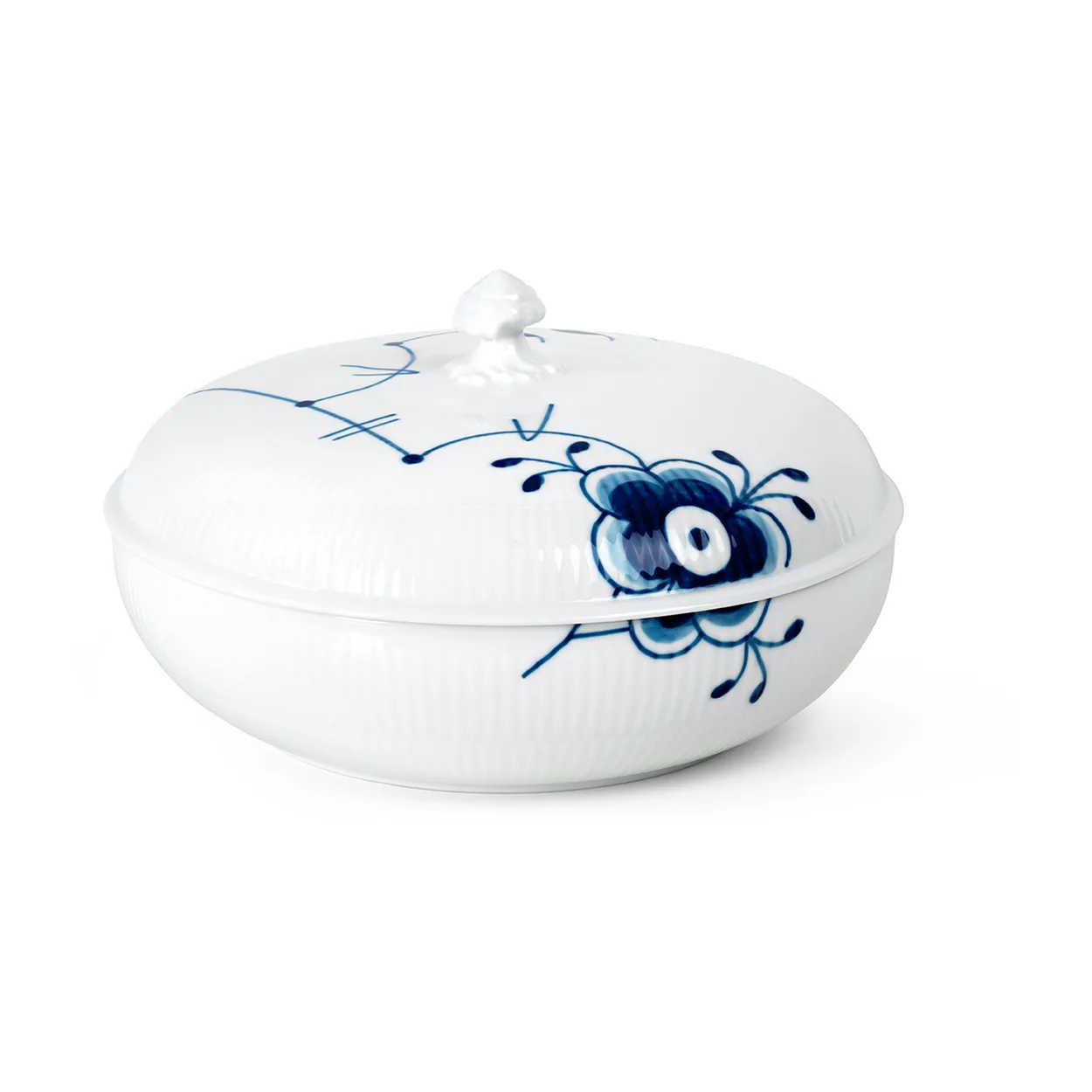 Royal Copenhagen Blå Mega Riflet skål med låg 130 cl