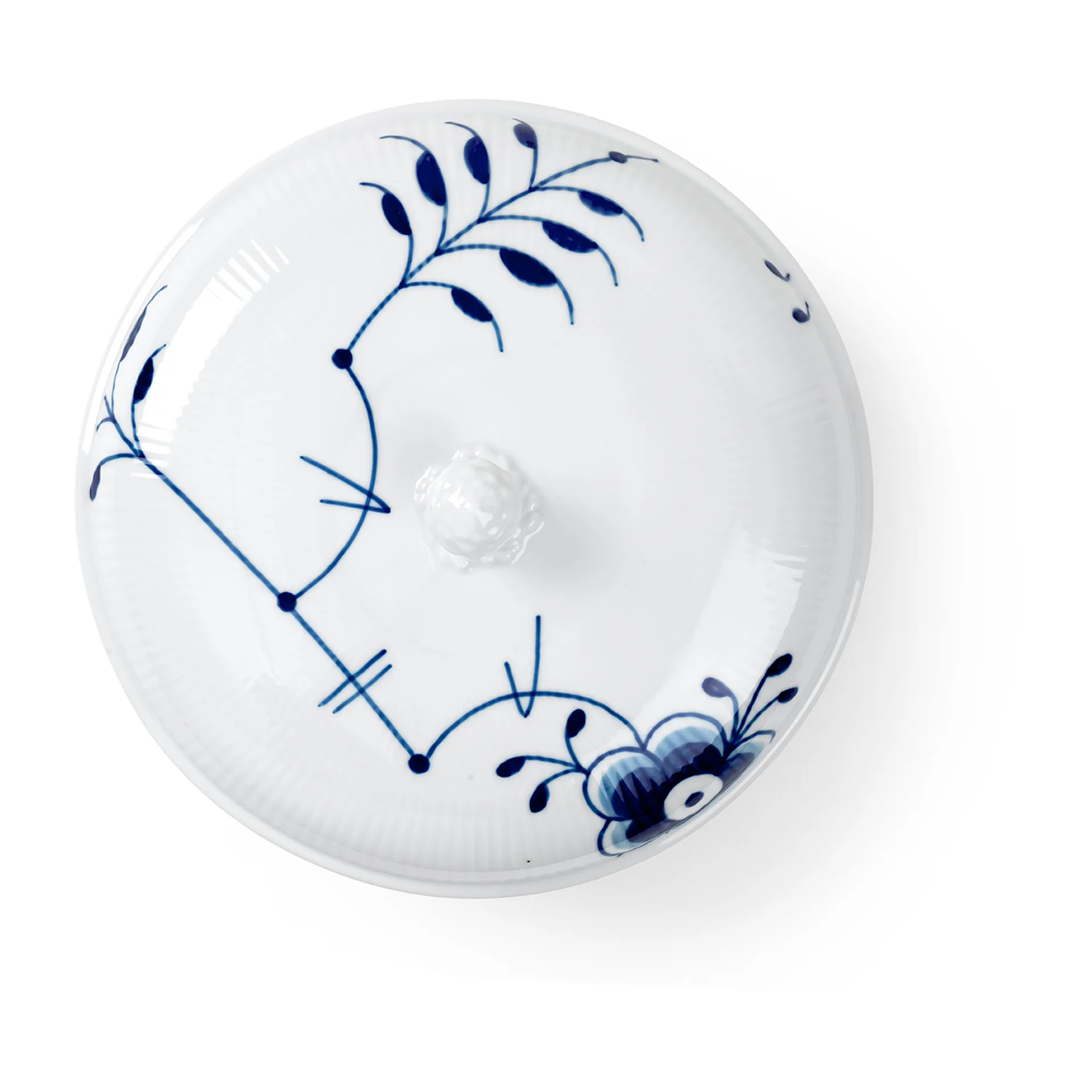 Blå Mega Riflet skål med låg, 130 cl Royal Copenhagen