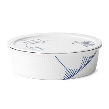 Blå Mega Riflet skål med låg - 145 cl - Royal Copenhagen