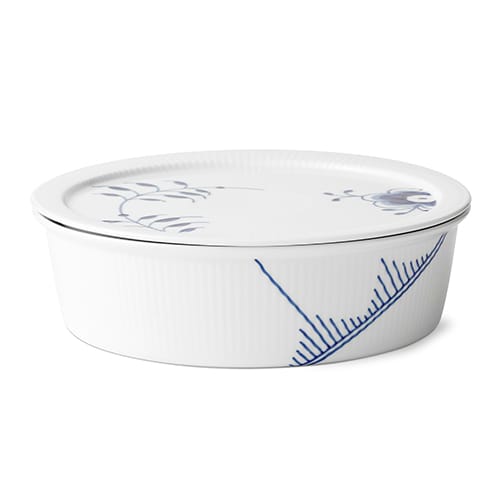 Blå Mega Riflet skål med låg, 145 cl Royal Copenhagen