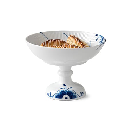 Blå Mega Riflet skål på fod, 15 cm Royal Copenhagen