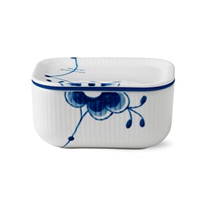 Blå Mega Riflet smørkrukke med låg - 6,8 cm - Royal Copenhagen