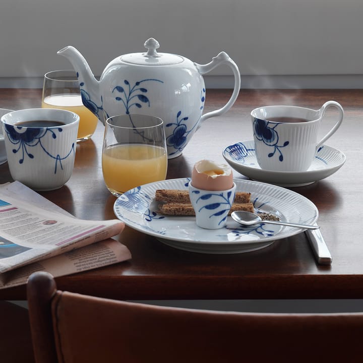 Blå Mega Riflet tekop og underkop, 25 cl Royal Copenhagen
