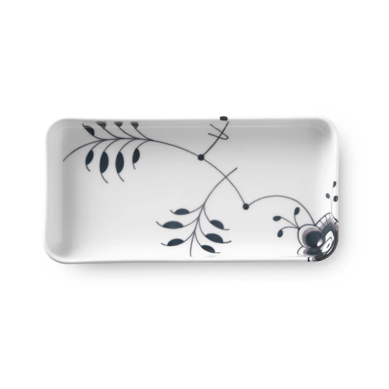 Royal Copenhagen Black Fluted Mega rektangulært fad 24 cm