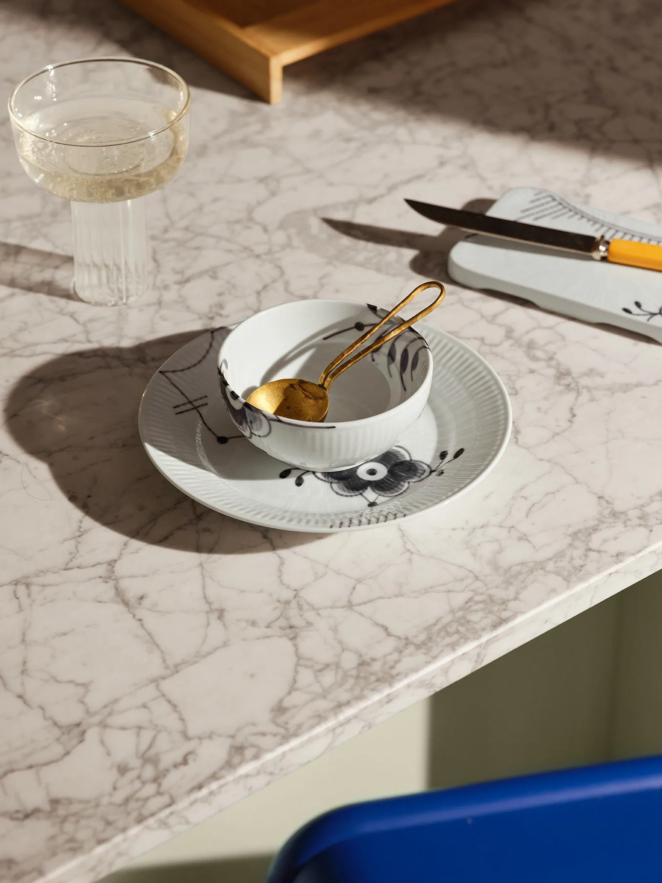 Black Fluted Mega serveringsbakke, 15,5 cm Royal Copenhagen