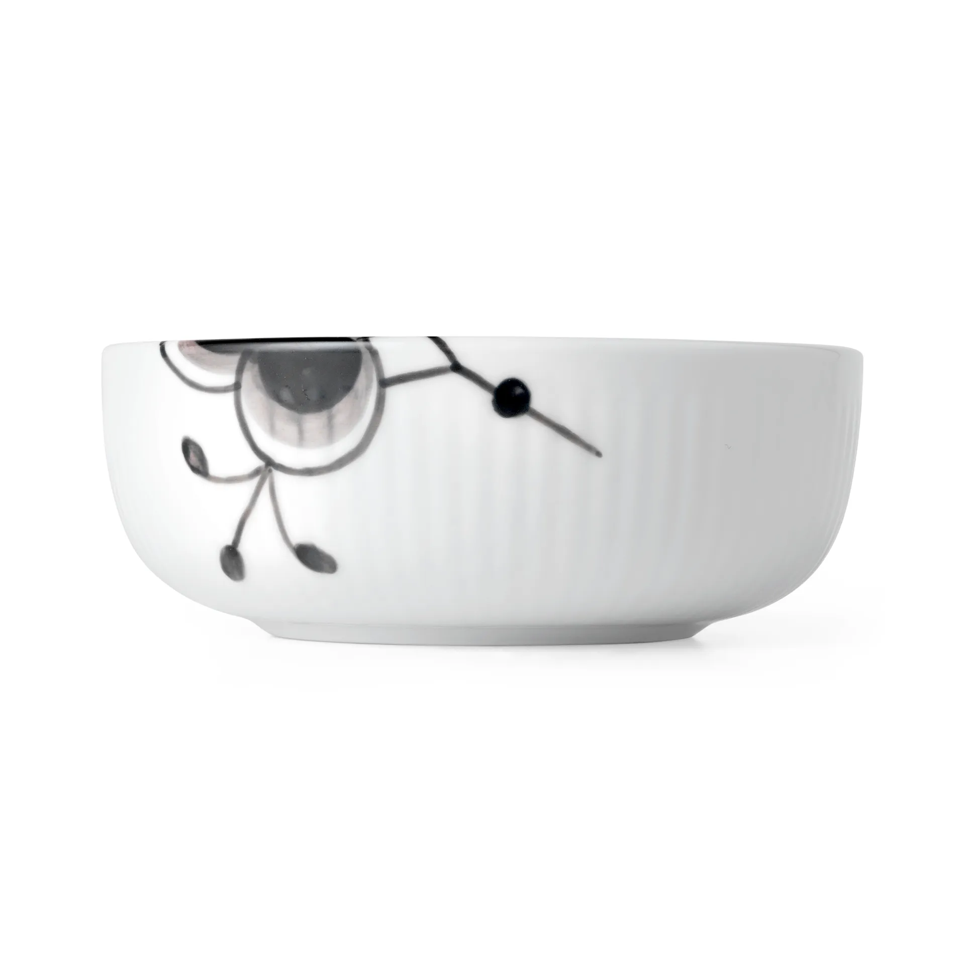 Black Fluted Mega serveringssæt 4 dele, Sort-hvid Royal Copenhagen