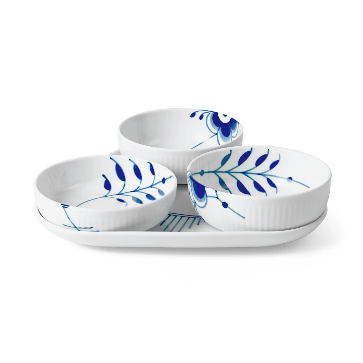 Royal Copenhagen Blue Fluted Mega serveringssæt 4 dele Blå-hvid