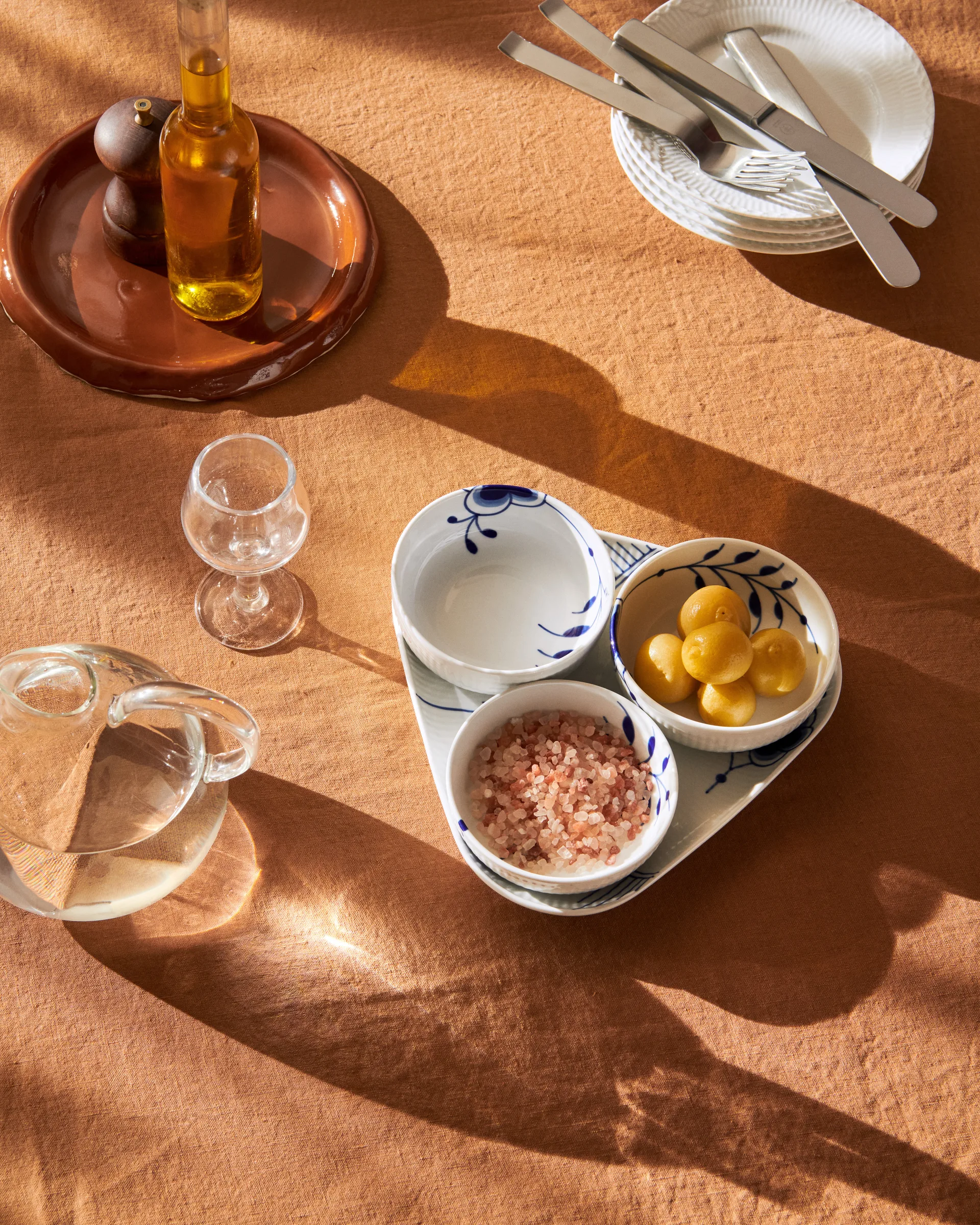 Blue Fluted Mega serveringssæt 4 dele, Blå-hvid Royal Copenhagen