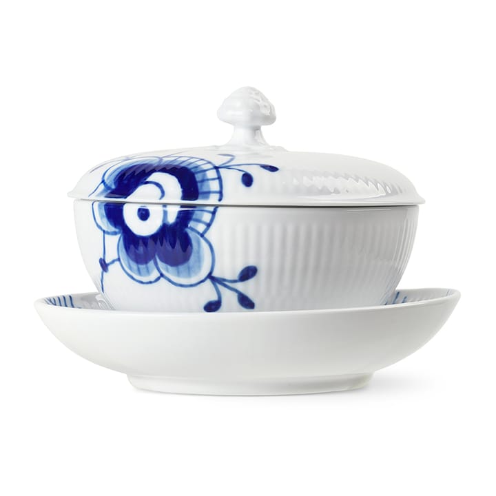 Blue Fluted Mega skål med låg og fad, 38 cl Royal Copenhagen
