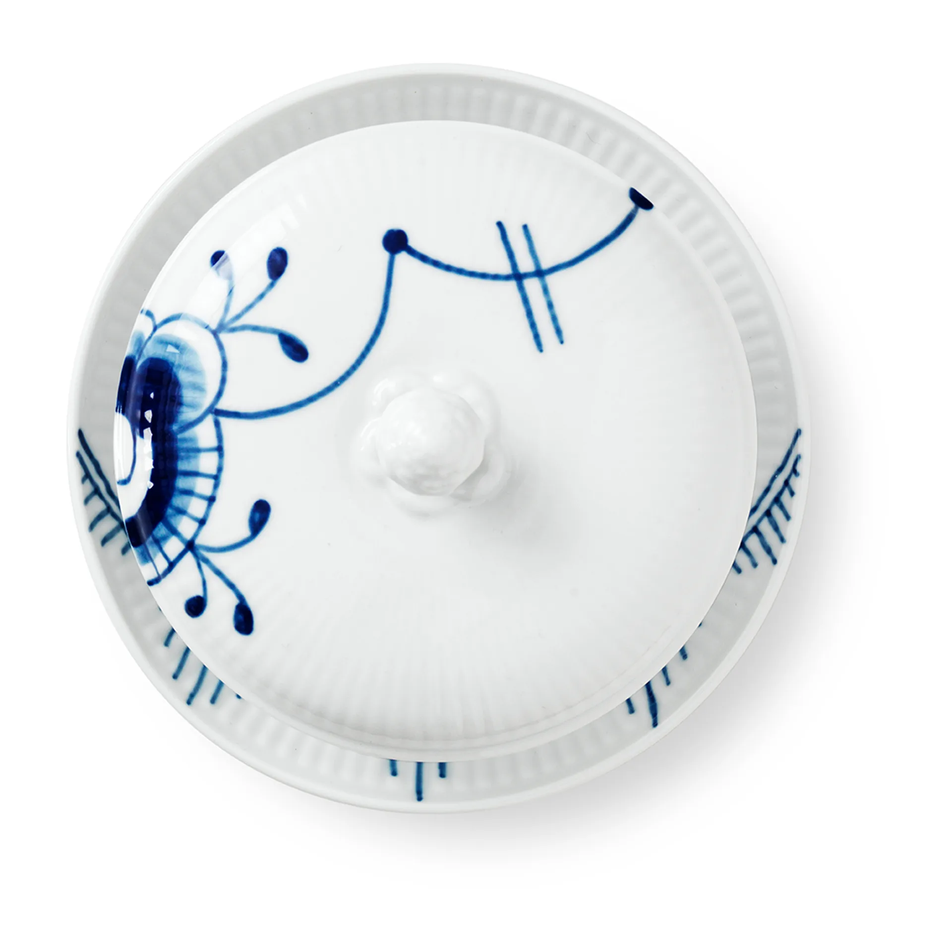 Blue Fluted Mega skål med låg og fad, 38 cl Royal Copenhagen