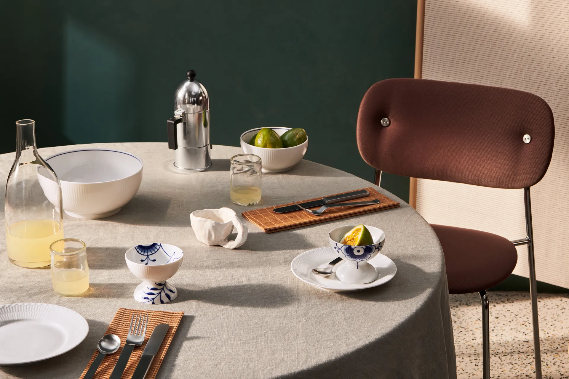 Blue Fluted Mega skål på fod 8 cm, Blå-hvid Royal Copenhagen