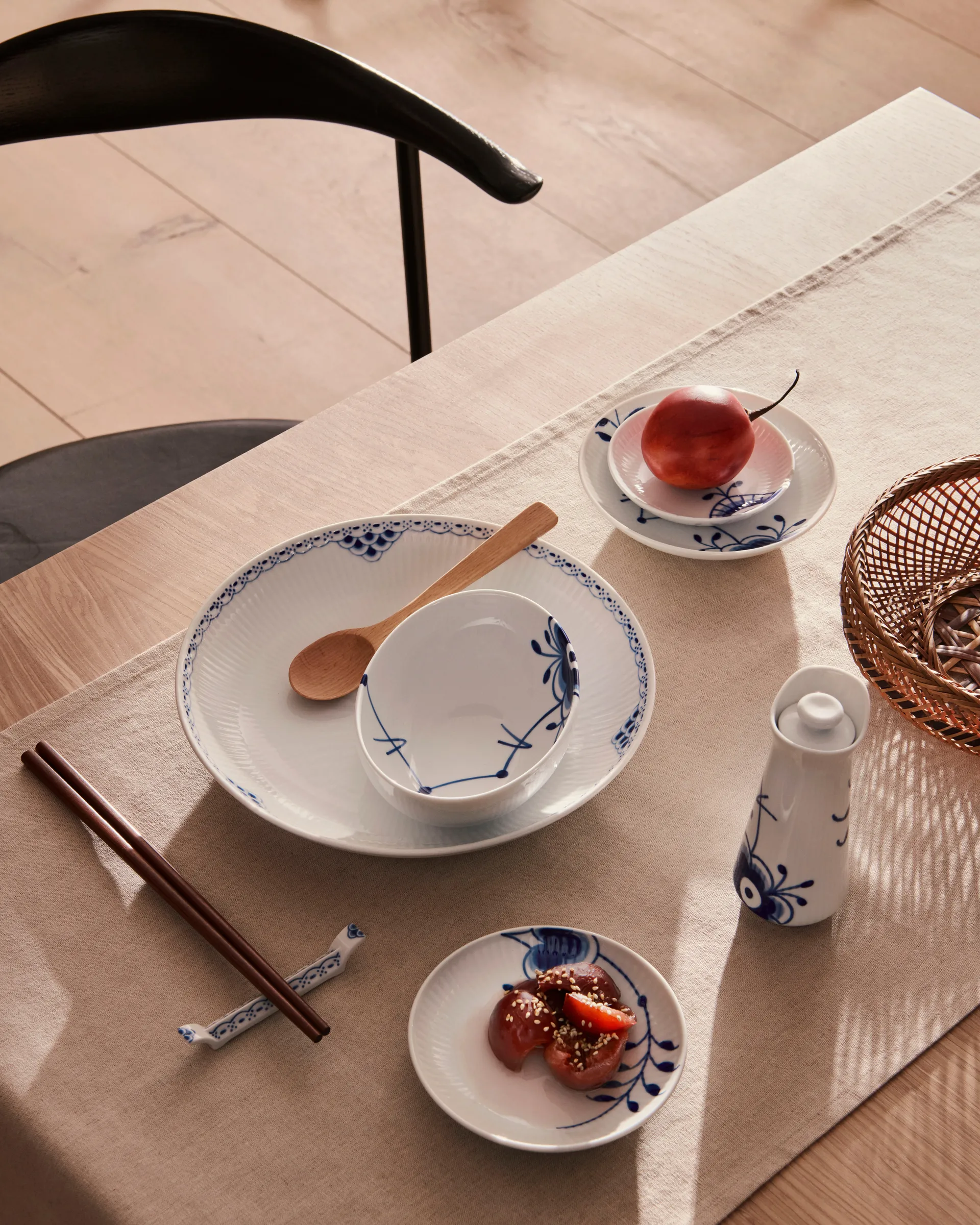 Blue Fluted Mega sovsekande med låg 0,33 l, White-blue Royal Copenhagen