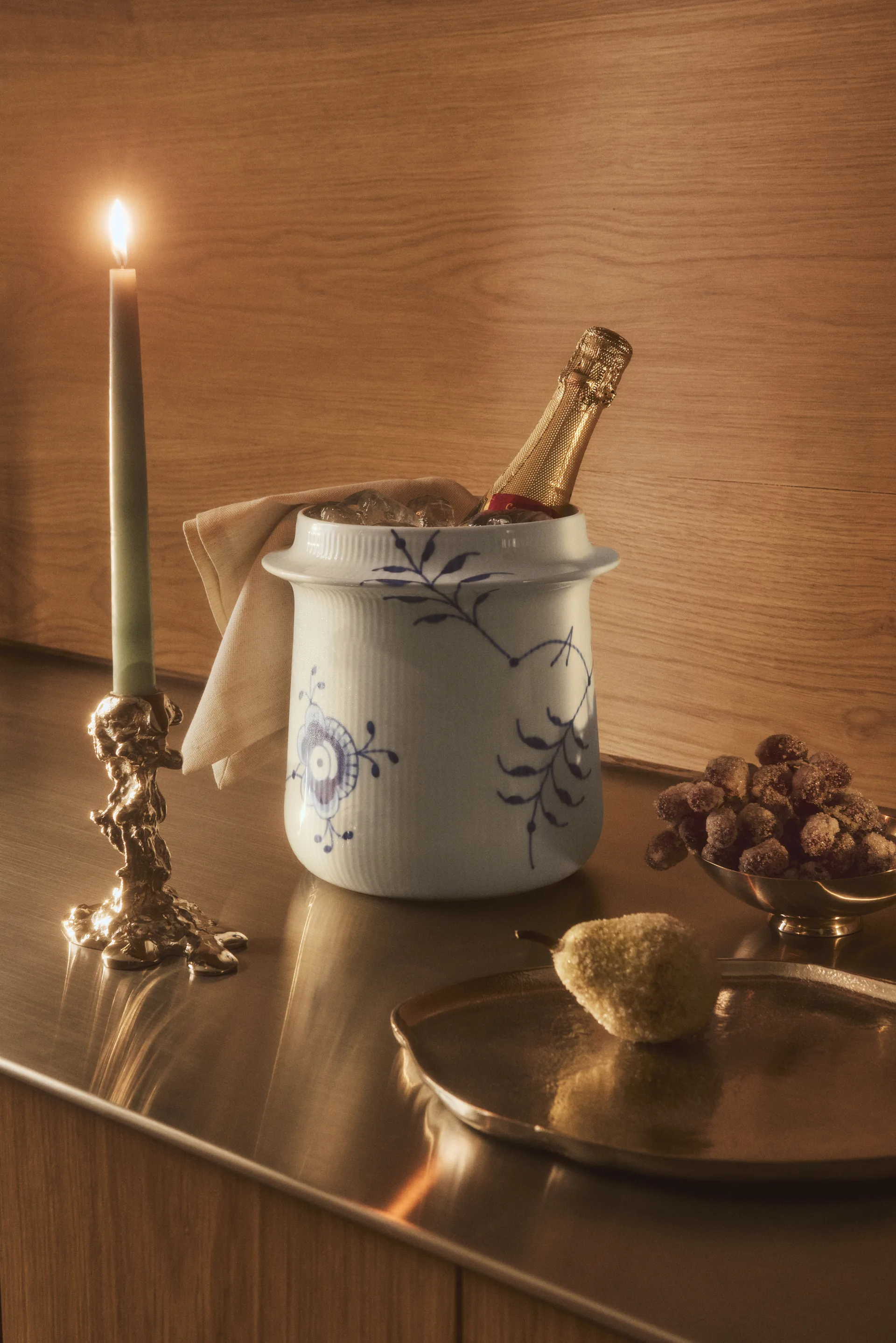 Blue Fluted Mega vinkøler 21,5 cm, White-blue Royal Copenhagen