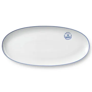 Blueline ovalt fad 37 cm - Hvid/Blå - Royal Copenhagen