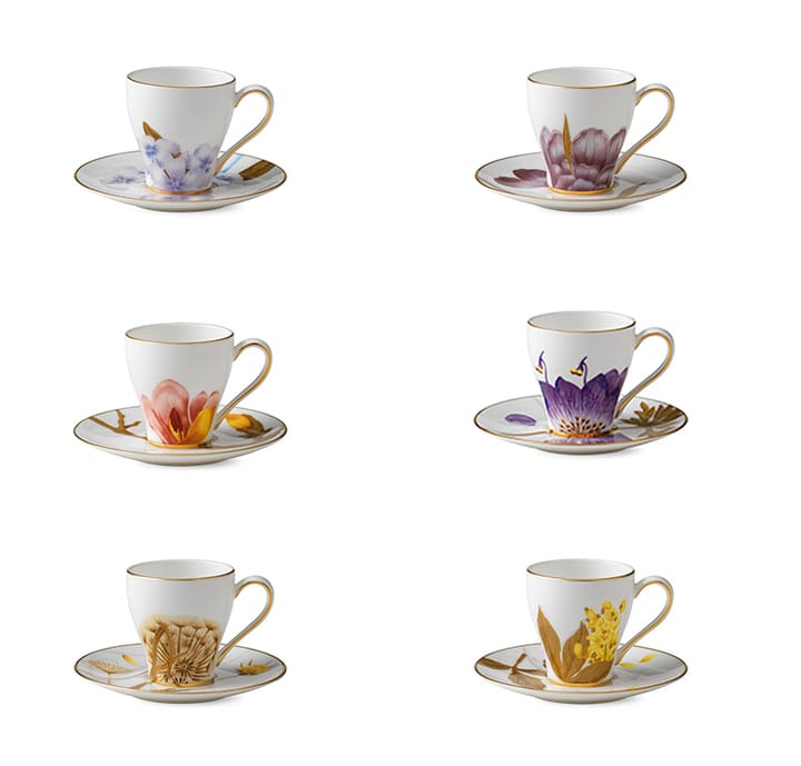 Flora espressokop med underkop 6-pak - 10 cl - Royal Copenhagen