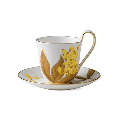 Flora højhankskop og underkop, guldregn Royal Copenhagen
