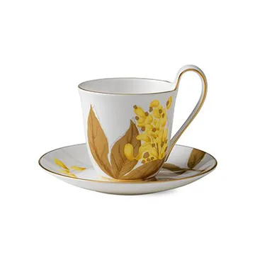 Flora højhankskop og underkop - guldregn - Royal Copenhagen