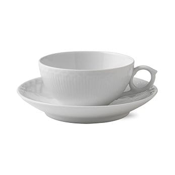 Hvid Halvblonde tekop og underkop, 20 cl Royal Copenhagen