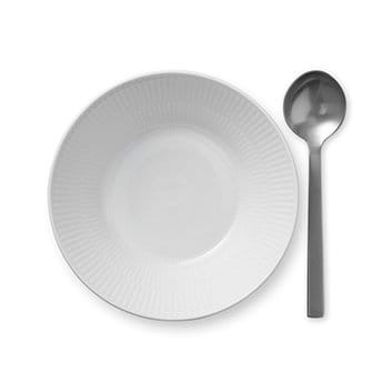 Hvid Riflet dyb tallerken 2 - Ø 17 cm - Royal Copenhagen
