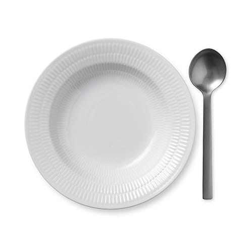 Hvid riflet dyb tallerken med kant, Ø 21 cm Royal Copenhagen