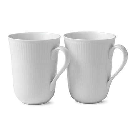 Hvid Riflet krus 2 stk, 33 cl Royal Copenhagen