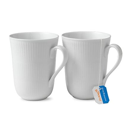 Hvid Riflet krus 2 stk, 33 cl Royal Copenhagen