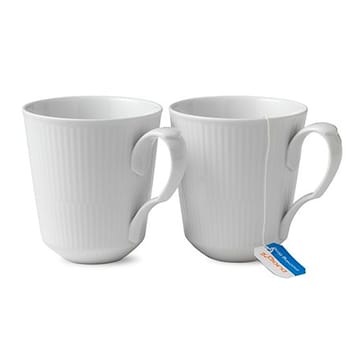 Hvid Riflet krus 2 stk - 37 cl - Royal Copenhagen