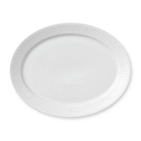 Hvid Riflet ovalt fad, Ø 33 cm Royal Copenhagen