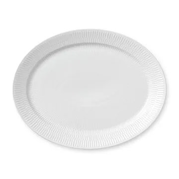 Hvid Riflet ovalt fad - Ø 33 cm - Royal Copenhagen