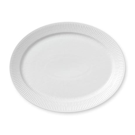 Hvid Riflet ovalt fad, Ø 33 cm Royal Copenhagen