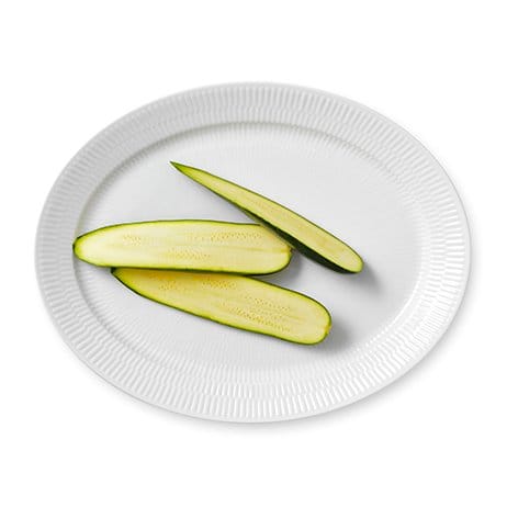Hvid Riflet ovalt fad, Ø 33 cm Royal Copenhagen