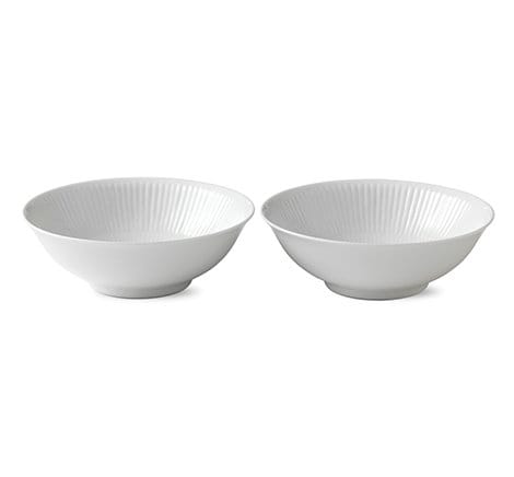 Hvid Riflet skål 2 stk, 35 cl Royal Copenhagen