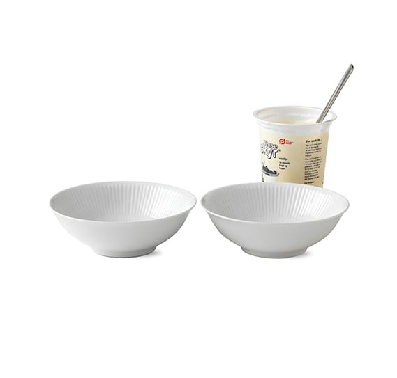 Hvid Riflet skål 2 stk, 35 cl Royal Copenhagen