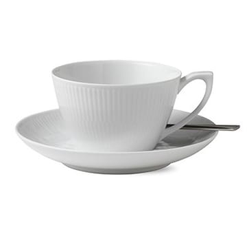 Hvid Riflet tekop og underkop - 28 cl - Royal Copenhagen