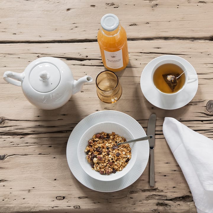 Hvid Riflet tekop og underkop, 28 cl Royal Copenhagen