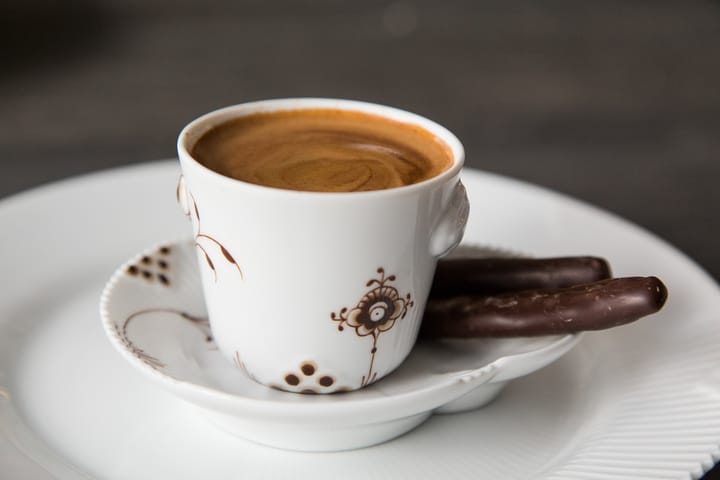 Multifarvet Elements mocca espressokop og underkop, 10 cl Royal Copenhagen